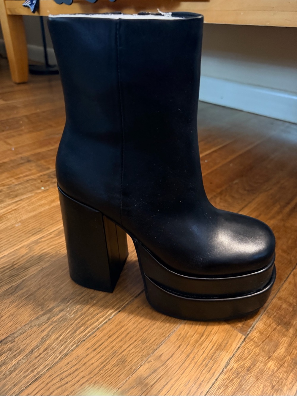 Women's Black Platform Block Heel Ankle Boots
